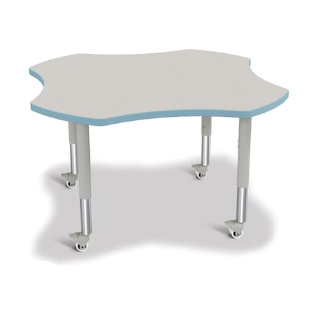 Jonti-Craft Berries Four Leaf Activity Table, Mobile, Freckled Gray/Coastal Blue/Gray 6453JCM131